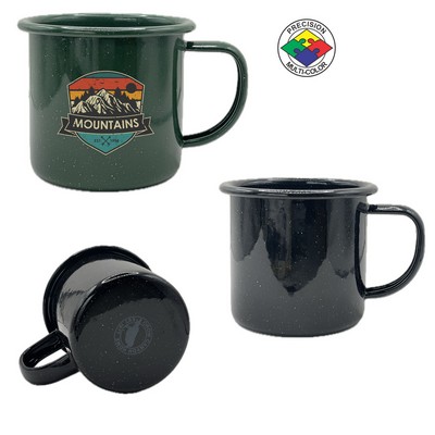 12 Oz. Stinson Speckled Black Enameled Steel Cup - Precision Spot Color