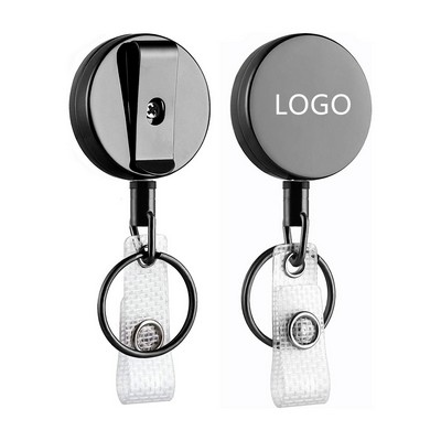 Metal ID Badge Holder With Belt Clip Key Ring For Name Card