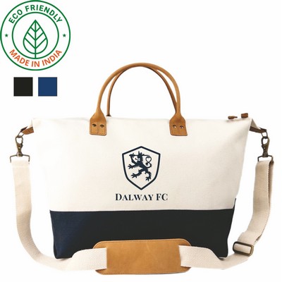 Weekender Eco Friendly Canvas Duffel Bag w/Black Trim