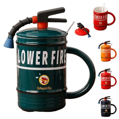 Fire Extinguisher Shaped Mugs W/Lid