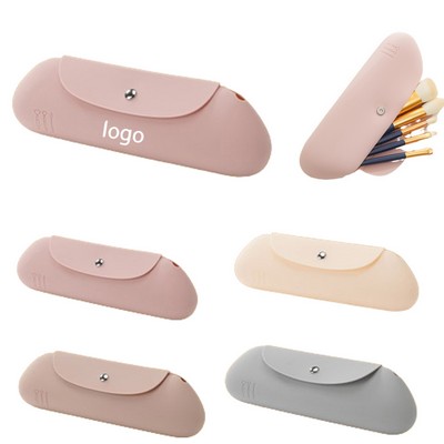 Portable Silicone Makeup Brush Bag With Magnetic Buckle