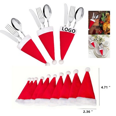 Christmas Santa Hats Silverware Holders Xmas Party Dinner Table Dinnerware Decorations
