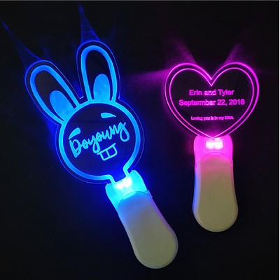 Bunny Ear Glow Stick Acrylic Board Handheld Glow Sign for Wedding - Pink Glow