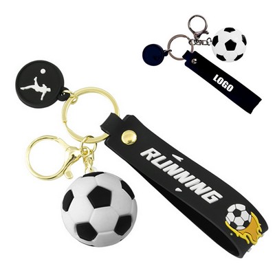 3D Running Football PVC Key Ring Keychain