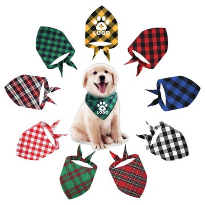 Polyester Checked Pet Bandana - Bib