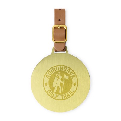 Ahead Large Round Golf Bag Tag - Antique Brass