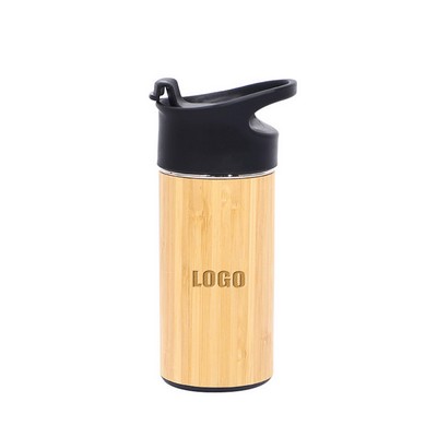 350ml Bamboo Stainless Steel Bottle With Double Walled Insulation