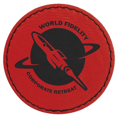 2.5" Round Red Leatherette Patch with Adhesive