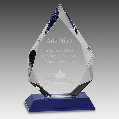 8" Diamond Crystal on Blue Pedestal Base