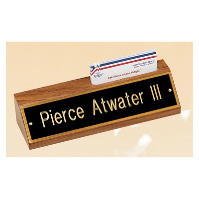 8" American Walnut Nameplate w/Business Card Holder