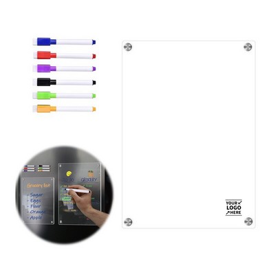 Acrylic Clear Magnetic Dry Erase Message Board W/ Pen