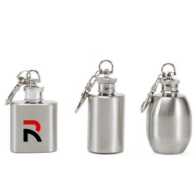 1Oz Stainless Steel Flask Bottle With Keychain