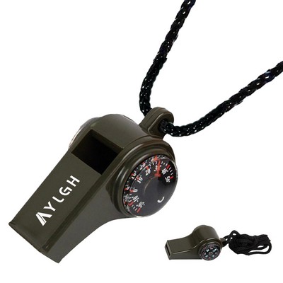 Compass Thermometer Whistle With Lanyard