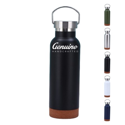 17oz Stainless Steel Double Wall Vacuum Insulated Water Bottle with Eco-Friendly Cork Cover