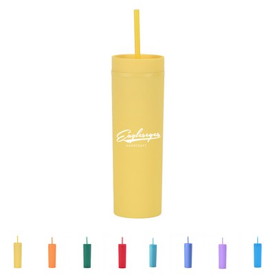 16oz Acrylic Double Wall Tumbler with Leak-Proof Lid and Straw