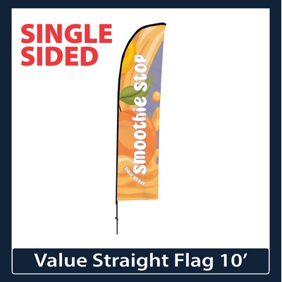 Value 10' Straight Flag - Single Sided Graphic Only