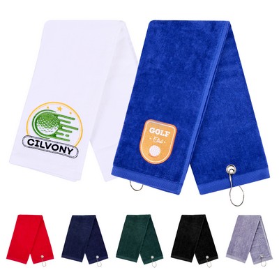 400GSM Cotton Golf Towel With Carabiner