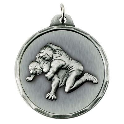 1 1/2" Silver Wrestling Medal