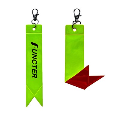 Dual Color Ribbon Shape Reflective Key Tag 6 x 1.25 Inch
