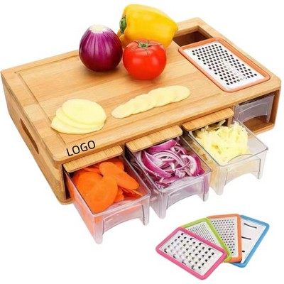 Bamboo Cutting Board With Containers
