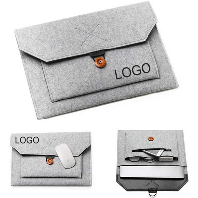 Ultralight Felt Gray Laptop Sleeve with Front Pocket for 13 Inch Tablet Notebook and Accessories