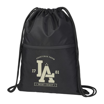 Waterproof Drawstring Gym Bag With Front Pocket