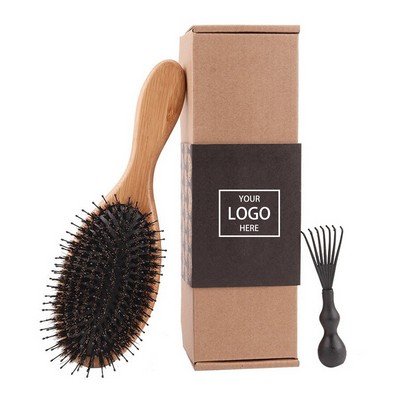 Boar Bristle Hair Comb With Cleaning Claw