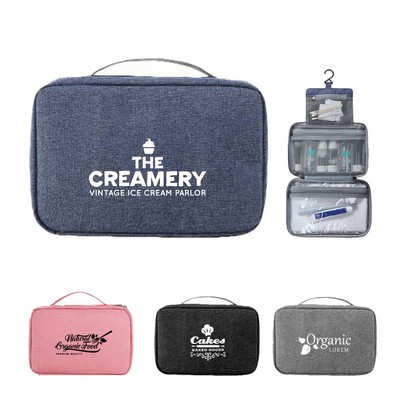High-Capacity Tri-Fold Travel Toiletry Bag