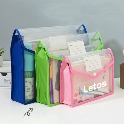 Colorful A4 Document Folder Plastic Envelope File Envelope W/ Snap Button Closure & Label Slot