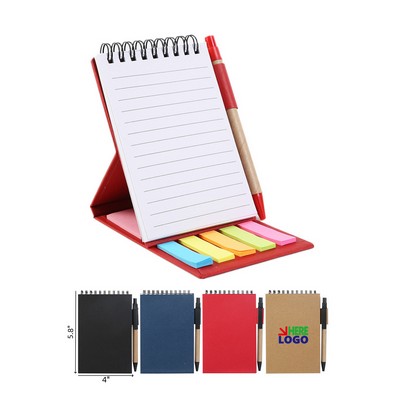 Journal Spiral Notebook with Sticky Note and Pen