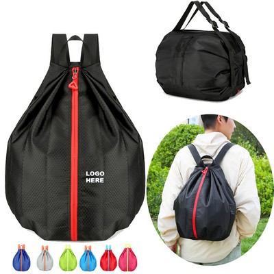 2-in-1 Compact Travel Tote Bag Convertible Daypack Foldable Backpack
