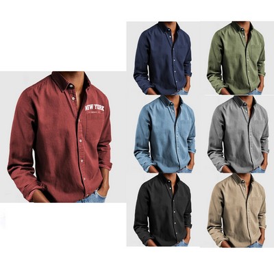 Long sleeved lapel men's shirt