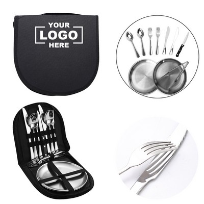 Outdoor Camping Silverware Set Flatware Organizer Cutlery Set Stainless Steel Includes Flatware