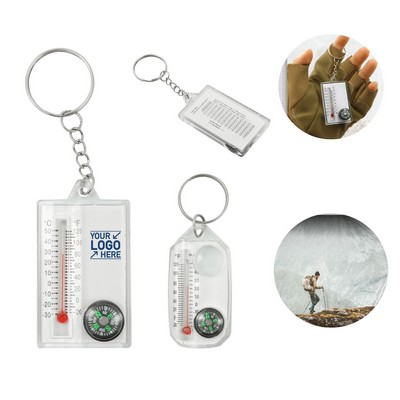Small Compasses Thermometer Keychain