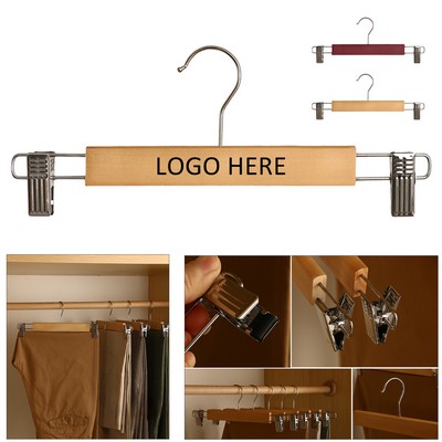 Wooden Pant Hanger W/Metal Clips