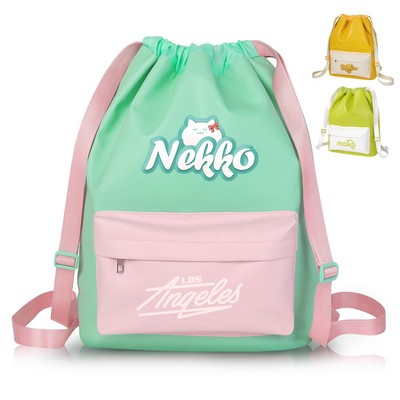 Leather Drawstring Backpack