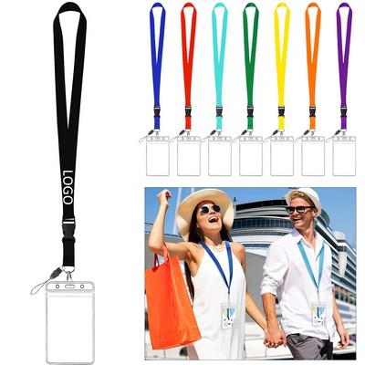 Open Ended Combo Polyester Lanyard w/ Badge Holder Lanyards