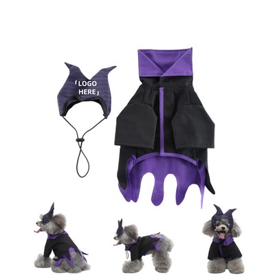 Pet Halloween Wizard Costume W/Hat And Cloak