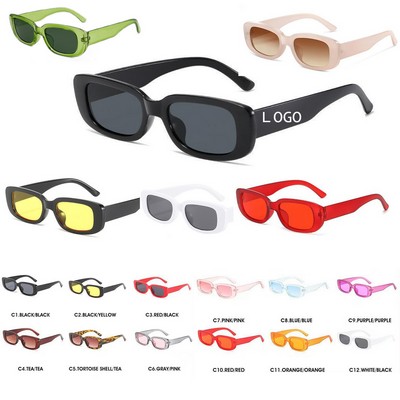 Retro Rectangle Narrow Square Frame Sunglasses
