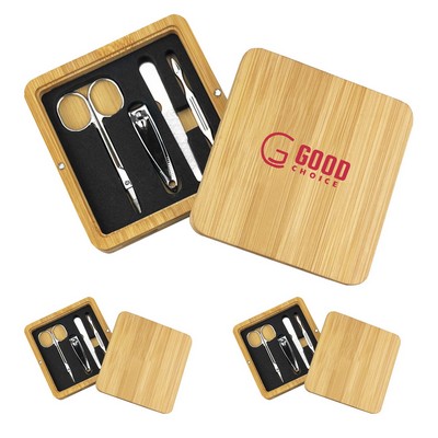 4 Piece Bamboo Manicure Set