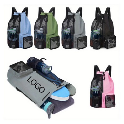 Mesh Backpack Swimming Drawstring Bag