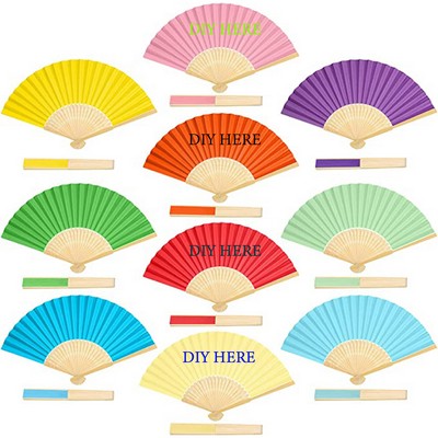 Bamboo Handheld Paper Folded Fans