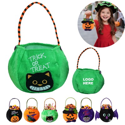Custom Kids Pumpkin Candy Bucket Halloween Trick-or-Treat Bags