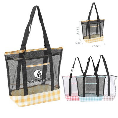 Oxford Mesh Beach Tote Shoulder Bag