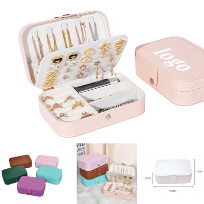 PU Leather Jewelry Organizer With Double Layers