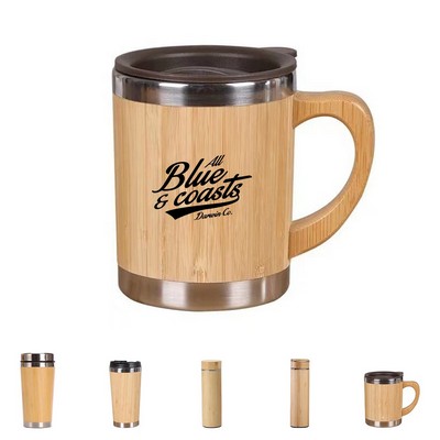 17 Oz Stainless Steel Bamboo Tumbler