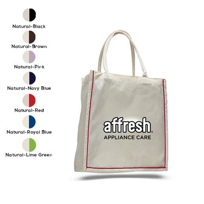 Fancy Shopper Bag with Colored Stripe