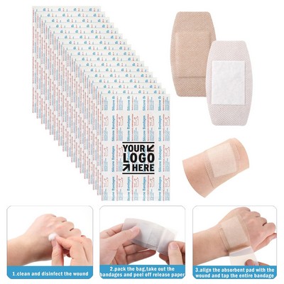 3.9 x 2" Large Sensitive Fragile Skin Child Elderly Painless Removal Silicone Adhesive Bandage