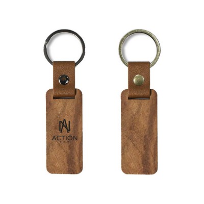 Leather Wooden Keychain