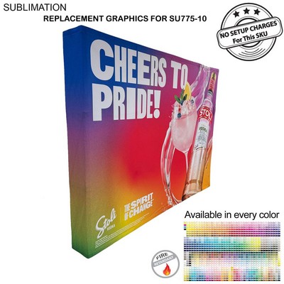 Replacement Graphics for 10' Straight Wall Tension Fabric with Wrap End Caps, NO SETUP CHARGE